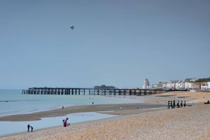 Goodyear blimp flying over Hastings on July 1 2021. SUS-210107-123347001