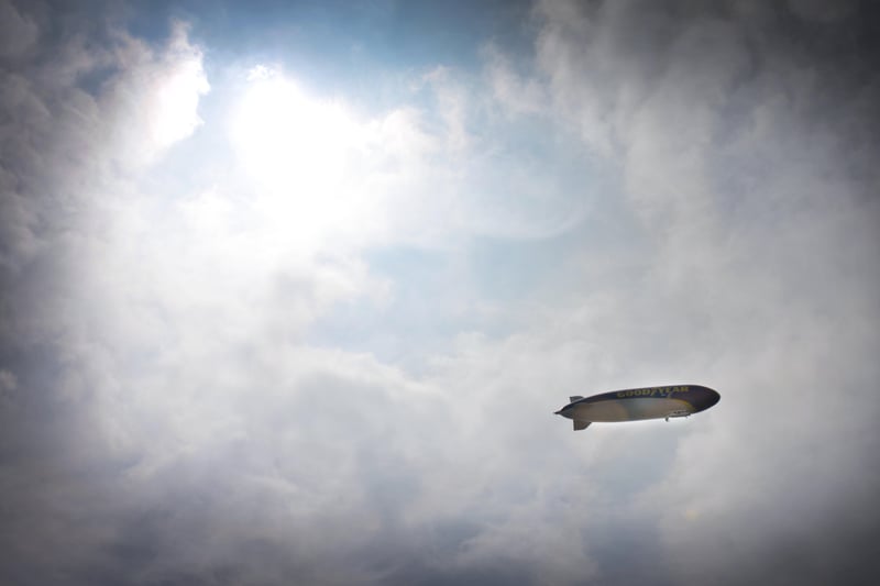 Goodyear blimp flying over Hastings on July 1 2021. SUS-210107-123322001
