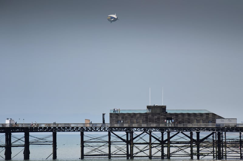 Goodyear blimp flying over Hastings on July 1 2021. SUS-210107-123232001