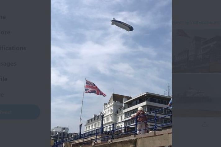 The blimp over Eastbourne seafront. Photo from 
Stewart Copland. SUS-210107-130601001