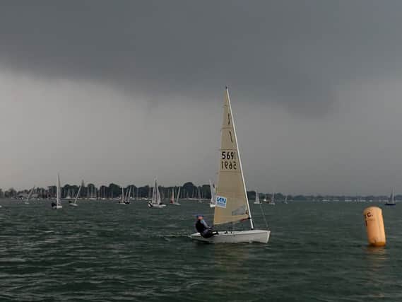 The Solo open at Chichester Yacht Club - the clouds threaten