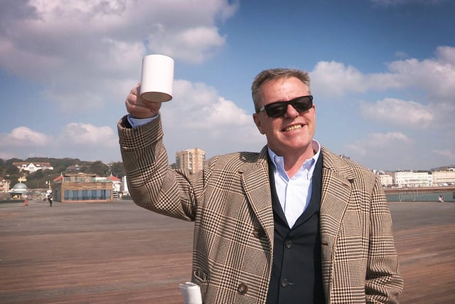 Suggs, from Madness, at a press call on Hastings Pier in March 2016 before the pier opened to the public in April. SUS-210628-072856001