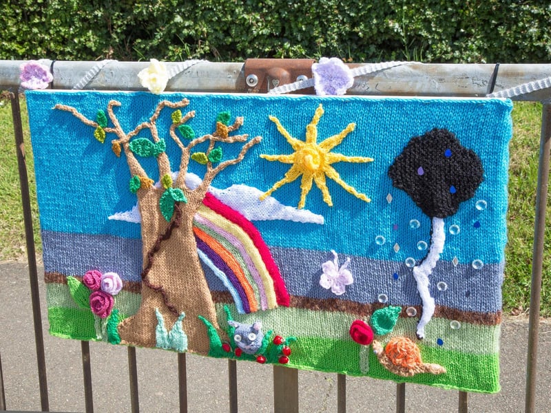 Little Harrowden yarn bombing