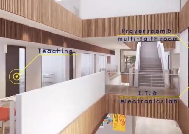 Teaching and prayer rooms and labs