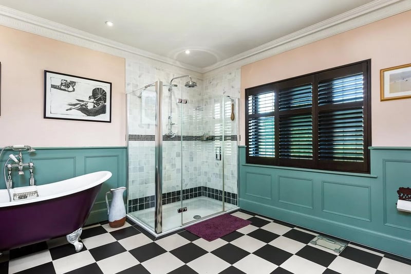 The bathroom/shower rooms are a particular feature of the property and have all been individually designed and bespoke fitted by Catchpole & Rye and The Albion Bath Company, featuring custom cisterns and marble wash stands.