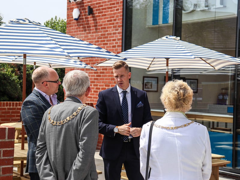 The mayor and mayoress outside the Langney venue