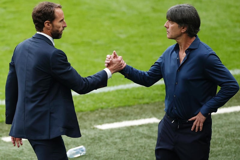 Gareth Southgate with Joachim Löw after the Germany win