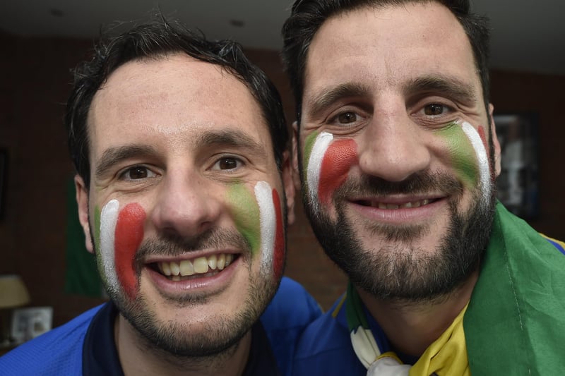Boxer Cello Renda with brother Dino cheering on Italy in the Euros semi-final. Pictures: David Lowndes