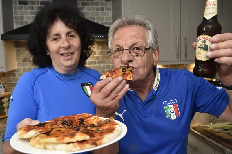 Annamaria and Giovanni Renda toasting their Italian side during a thrilling Euros semi-final. Pictures: David Lowndes