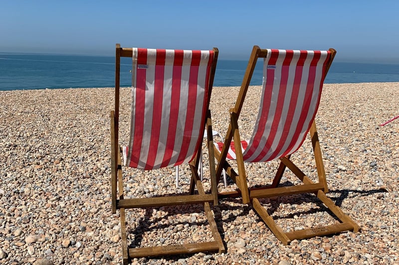 Deckchairs on Eastbourne beach, taken by Mandy Turner with an iPhone. SUS-210707-125310001