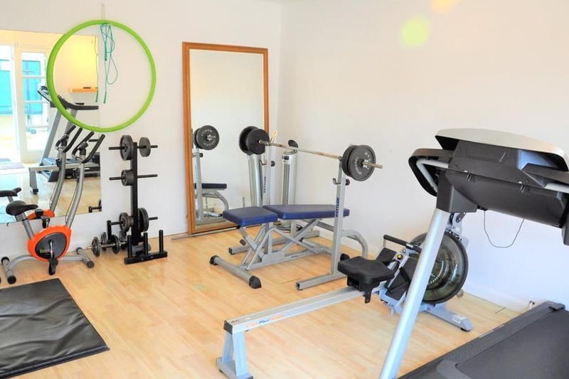 Gym in the annexe of the 10-bedroom home for sale near Shutford, Banbury (Image from Rightmove)