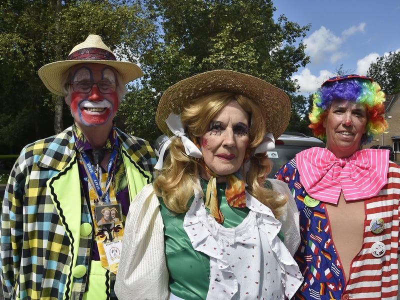 Members of Clown International attend the funeral of Bernard Moore.