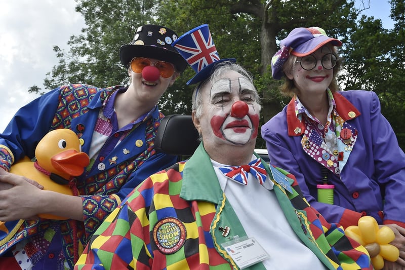 Members of Clown International attend the funeral of Bernard Moore.