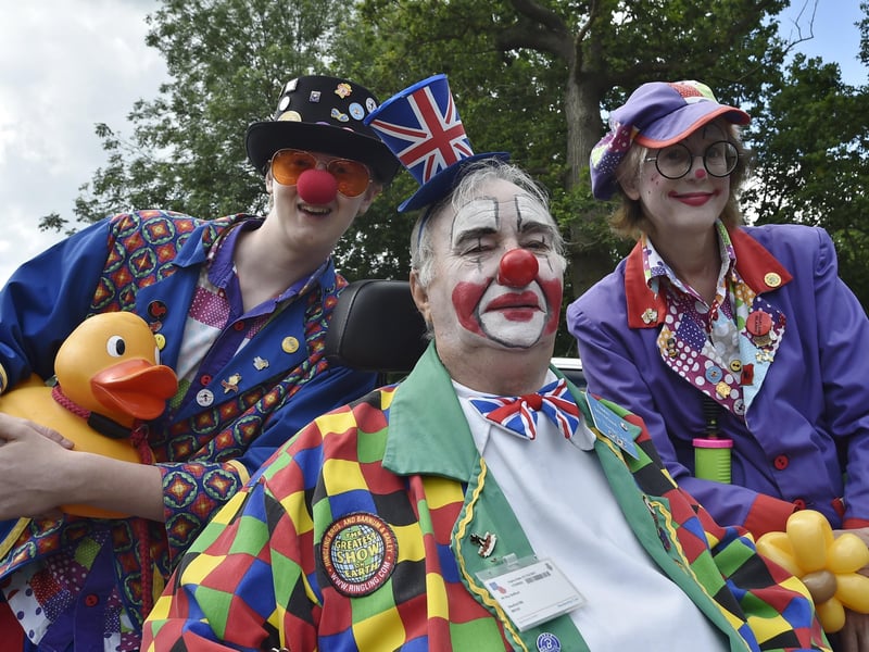 Members of Clown International attend the funeral of Bernard Moore.