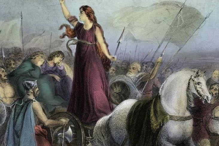 In AD 60, warrior Queen Boudicca, leader of the Inceni tribe, challenged the Romans by marching her army through the country, burning towns and slaughtering thousands of people.
She met the heavily armed Romans just south of Towcester and after being wounded, fled the scene and turned south down Watling Street towards Magnovinium, (Fenny Stratford).
But she never made it, and died of her injuries at a small group of hamlets near Newton Longville, and a house was named 'Dead Queen Cottage' in her honour. A nearby farm still bears that name today.
