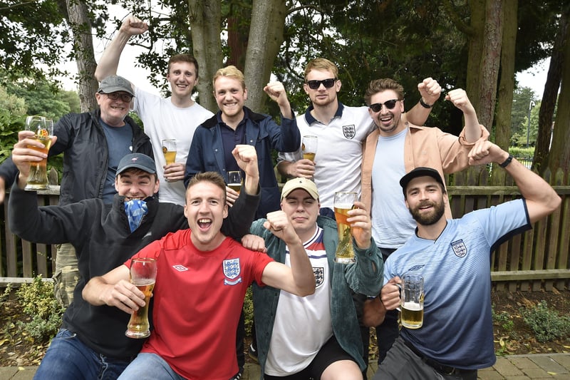 England fans watching the Euro 20 semi-final at the Willow Cafe and Bar in Central Park. EMN-210707-231118009