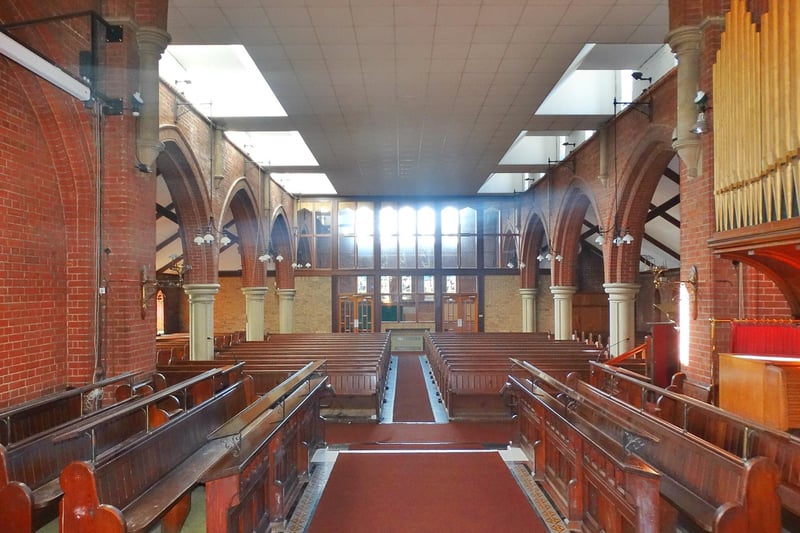 The pews are currently still in position, along with the organ pipes, pictured on the right