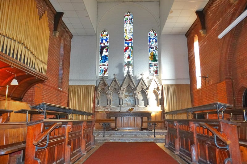 The former church's stained-glass windows are present, but again the vendor reserves the right to remove prior to completion
