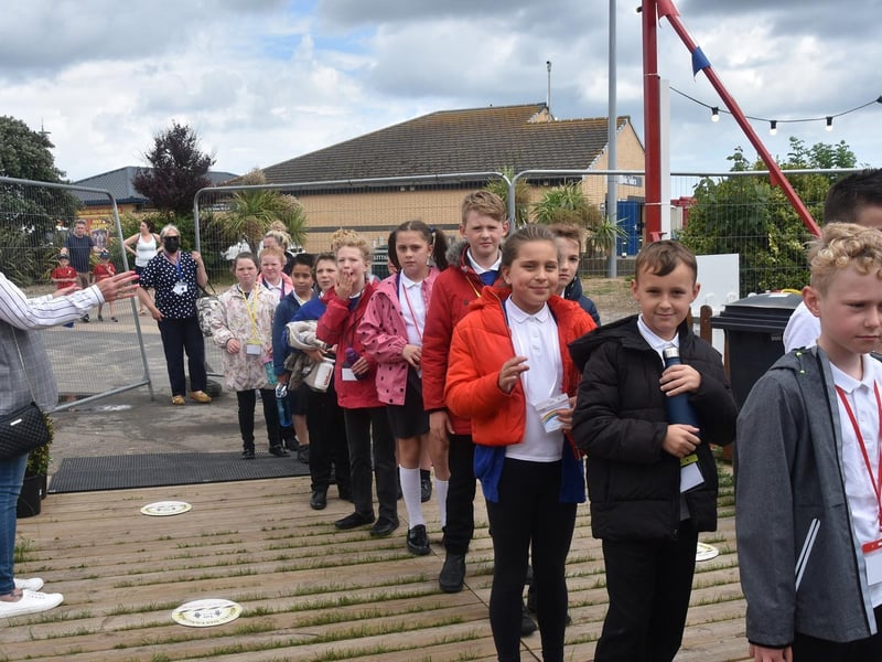 Children were welcomed by the Mayor and Mayoress of Skegness Coun Trevor and Jane Burnham.