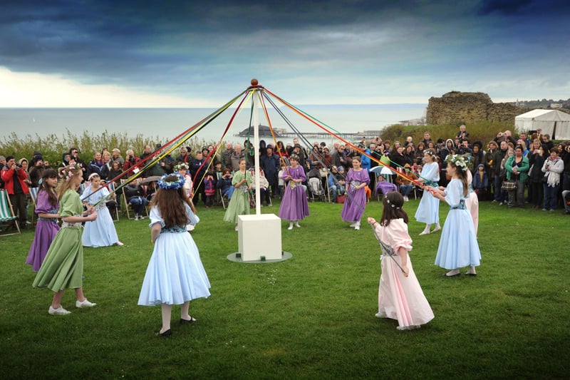 The crowning of the May Queen Sara Amini Assal at Hastings Castle on May 6 2012. SUS-210707-122806001