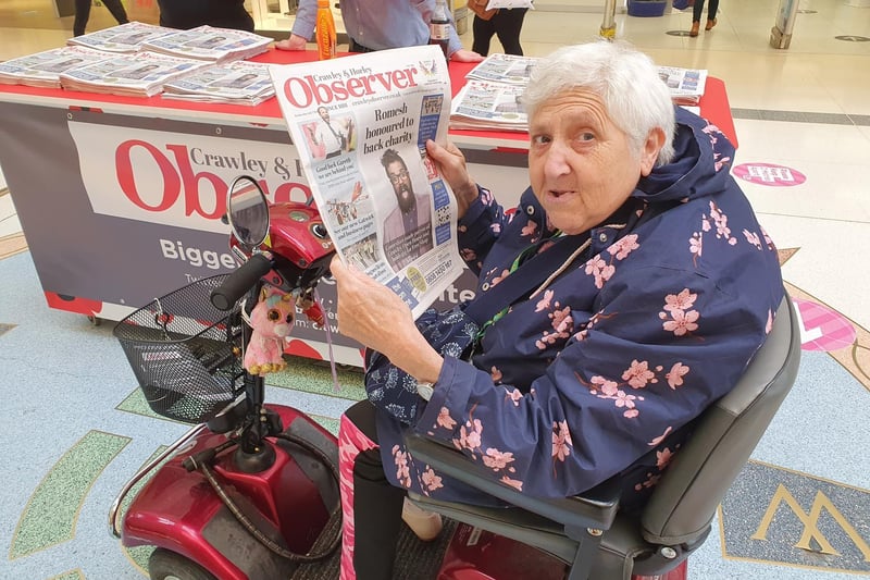Veronica, aged 70, with her copy of the Observer