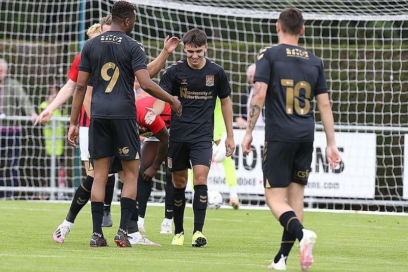 Teenager Liam Cross celebrates the opening goal after tapping in from Nicke Kabamba's cutback just two minutes in.