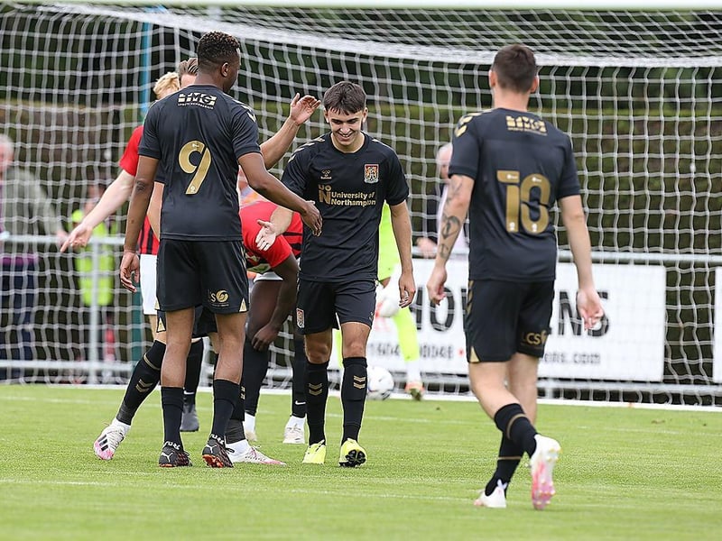 Teenager Liam Cross celebrates the opening goal after tapping in from Nicke Kabamba's cutback just two minutes in.