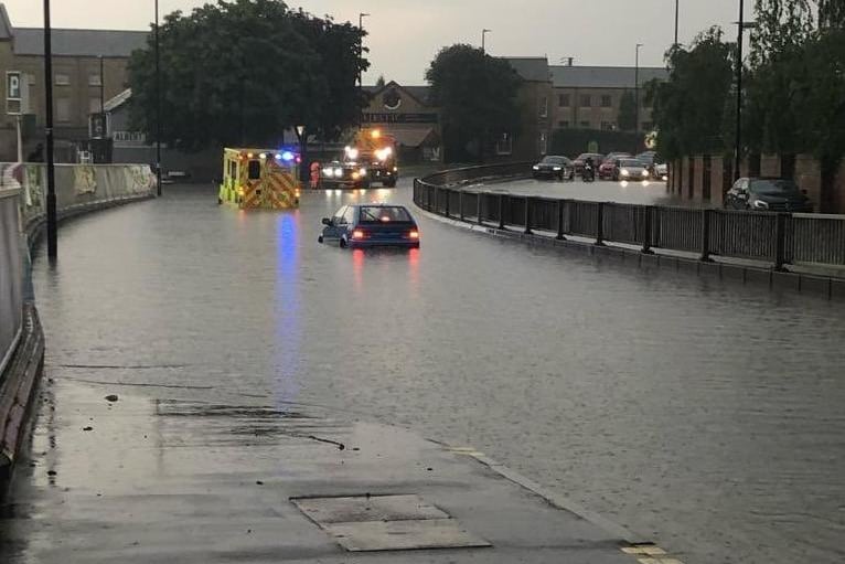 Flooding in Bourges Boulevard that left an ambulance needing to be rescued last month.
