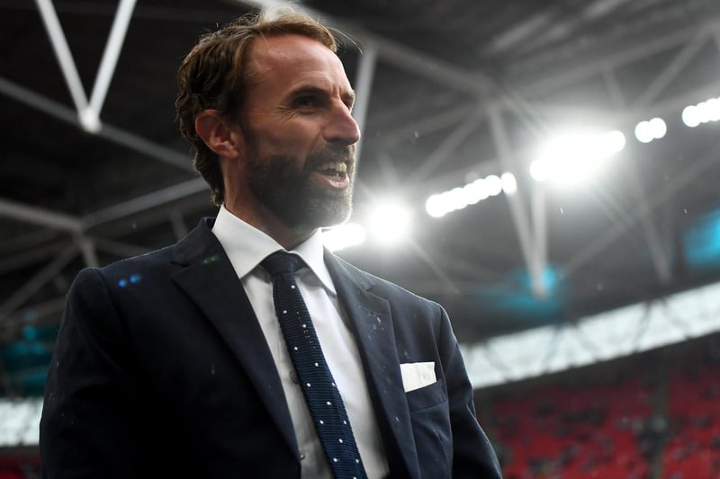 A relaxed Southgate is interviewed before the game
