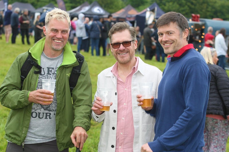 DM21070882a.jpg. Sussex Gin and Fizz Festival. From left, Peter Boxall, David Clubb and Andrew Jagger. Photo by Derek Martin Photography. SUS-211007-204858008