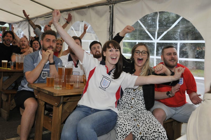 England fans enjoy England's strong start at the Pack Horse pub in Northborough. Pictures: Chris Lowndes