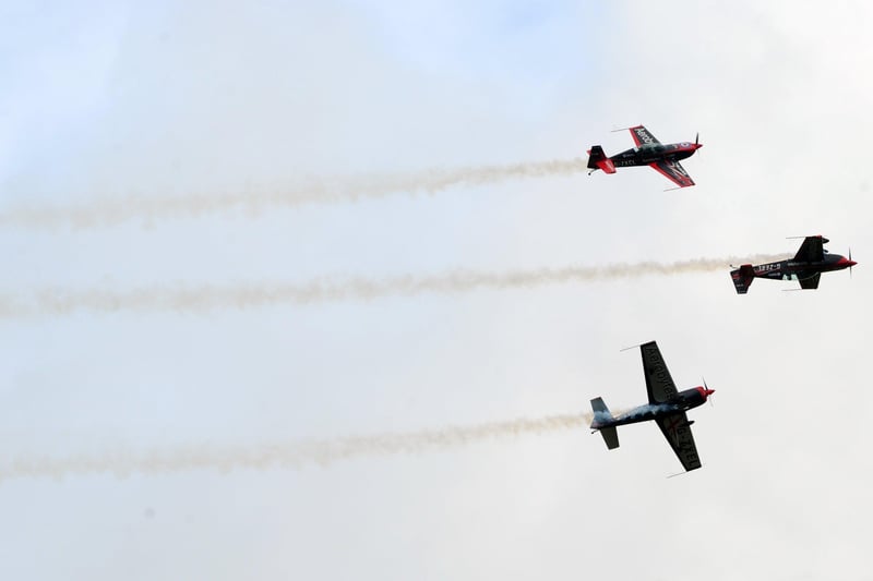 Goodwood Festival of Speed in Chichester on Saturday, July 10, 2021.

Pictured is: Blades air display.

Picture: Sarah Standing (100721-3811) PPP-211107-103006003