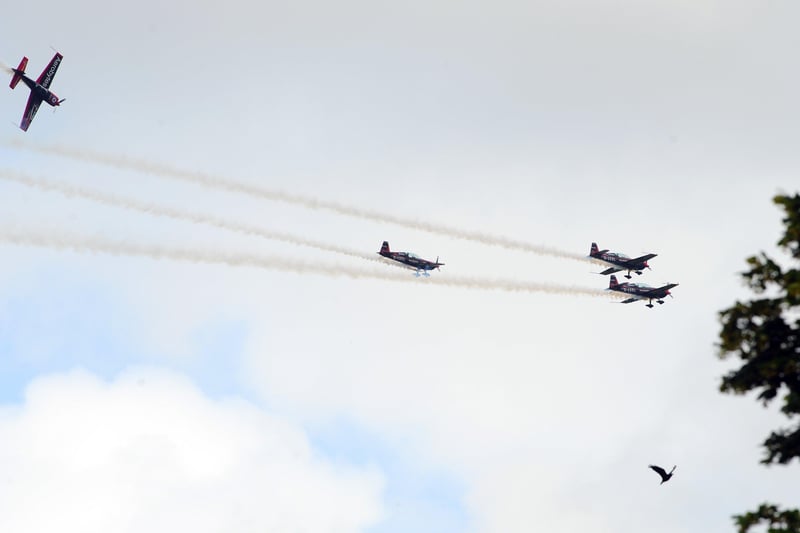 Goodwood Festival of Speed in Chichester on Saturday, July 10, 2021.

Pictured is: Blades air display.

Picture: Sarah Standing (100721-3814) PPP-211107-103017003