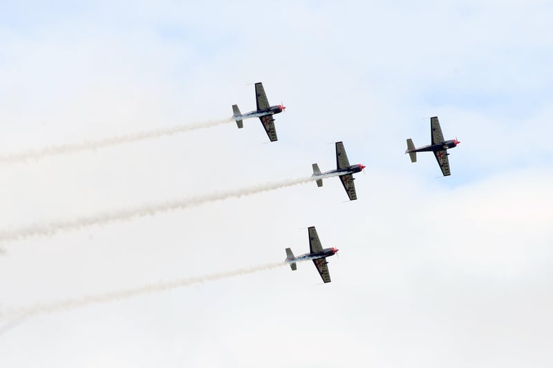Goodwood Festival of Speed in Chichester on Saturday, July 10, 2021.

Pictured is: Blades air display.

Picture: Sarah Standing (100721-3803) PPP-211107-102955003