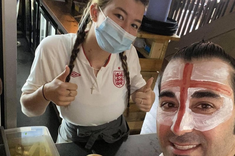 Tablez boss Mesut Palabiyik and staff donned facepaint and England shirts on Sunday to cheer on the team. EMN-211207-120050001