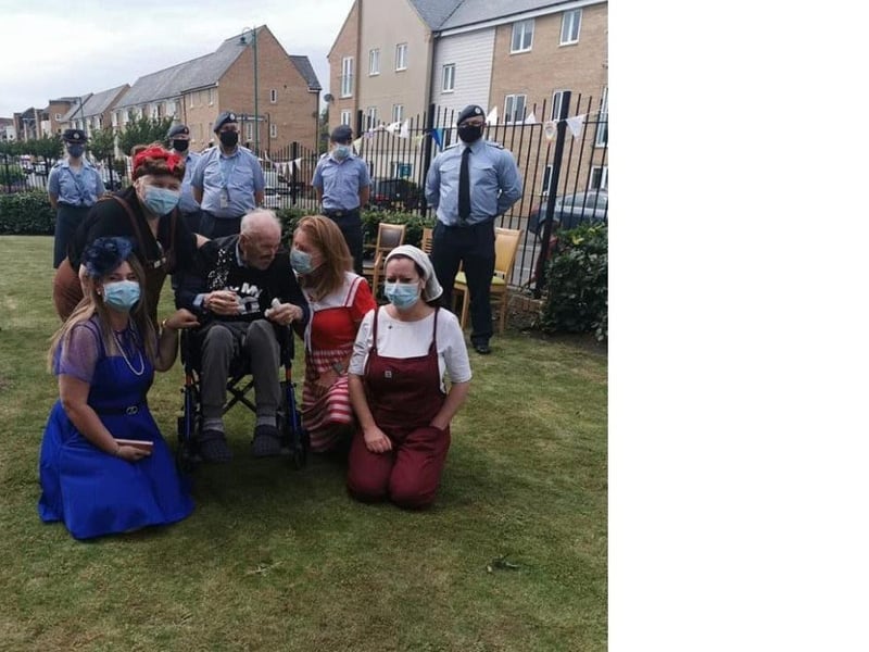 Personnel from RAF Wittering attend Trevor's birthday party.