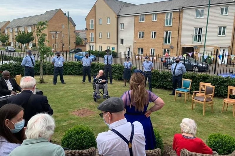 Personnel from RAF Wittering attend Trevor's birthday party.