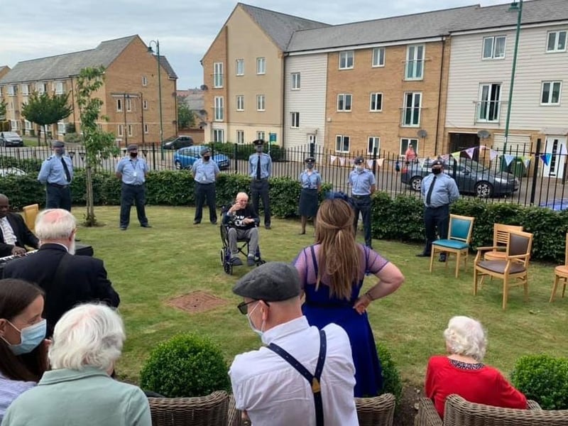 Personnel from RAF Wittering attend Trevor's birthday party.