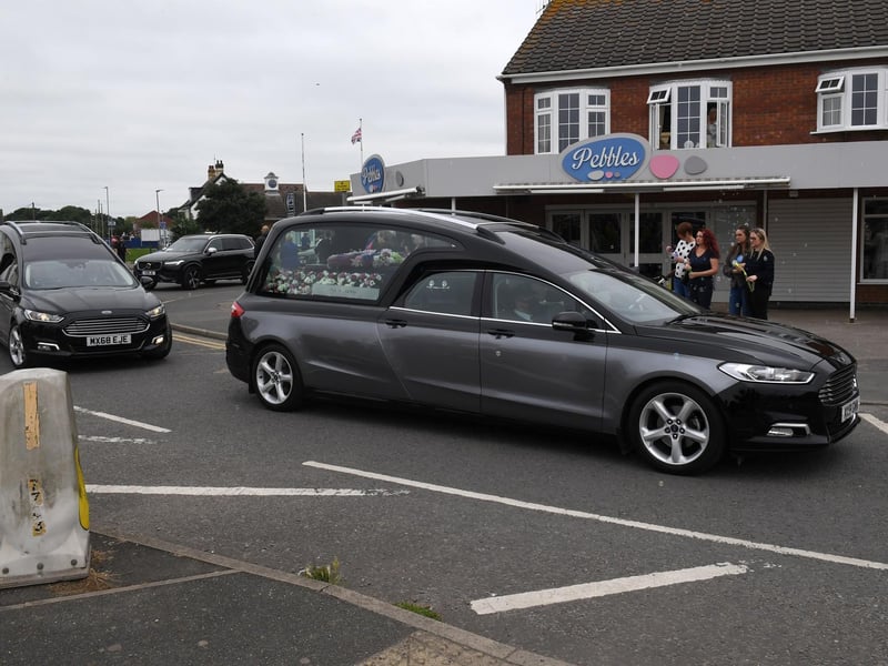 The funeral cortege turned into the Green so members of the community could pay their respects.