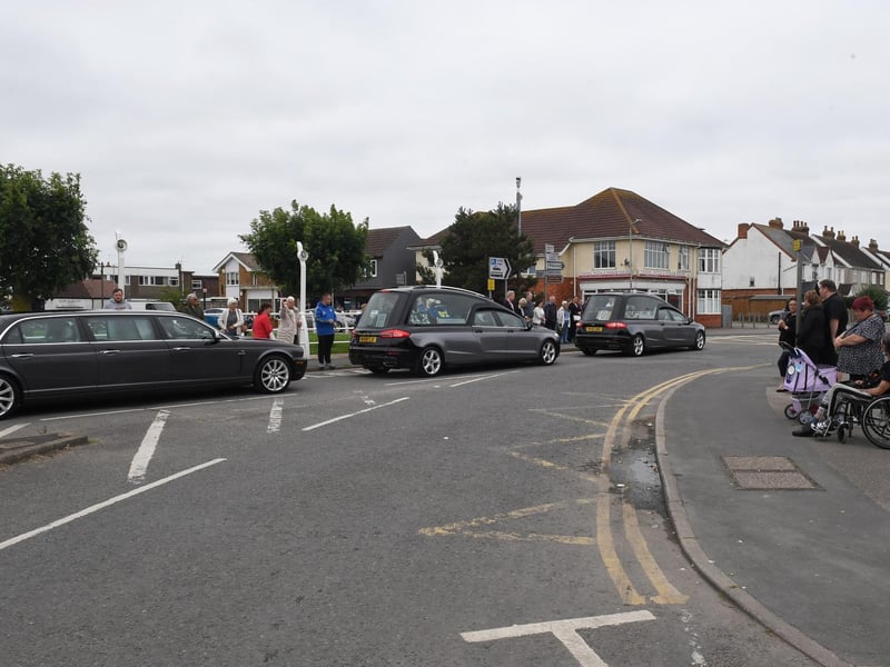 The funeral cortege heads for Alford Crematorium.