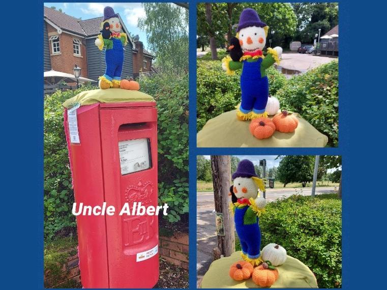 Ladies from Yarn Bomb Hemel Hempstead have created these scarecrow themed postbox toppers