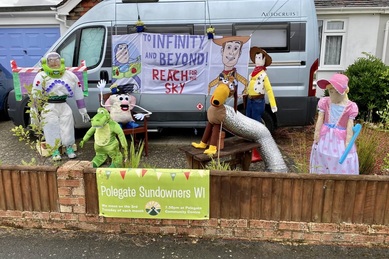 Polegate Scarecrow Festival 2021. The cast of Toy Story SUS-210714-155341001