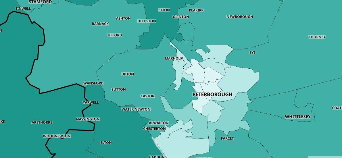 In Peterborough 67 per cent of adults have had at least one dose, and 47 per cent have had two doses