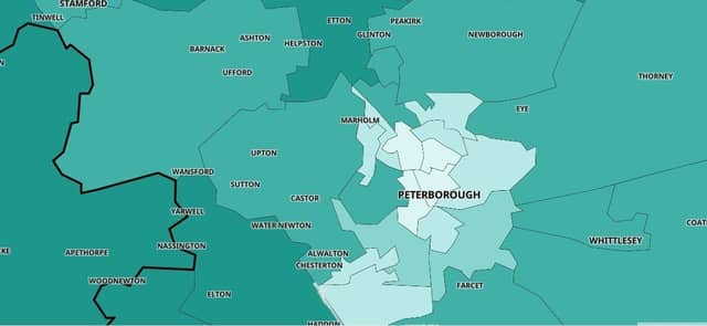 In Peterborough 67 per cent of adults have had at least one dose, and 47 per cent have had two doses