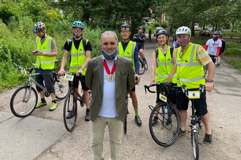 Meeting the mayor before setting off on the ride