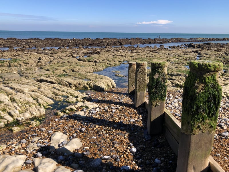 Low tide on Eastbourne beach near Holywell, taken by Frances Burgess. SUS-210716-110755001
