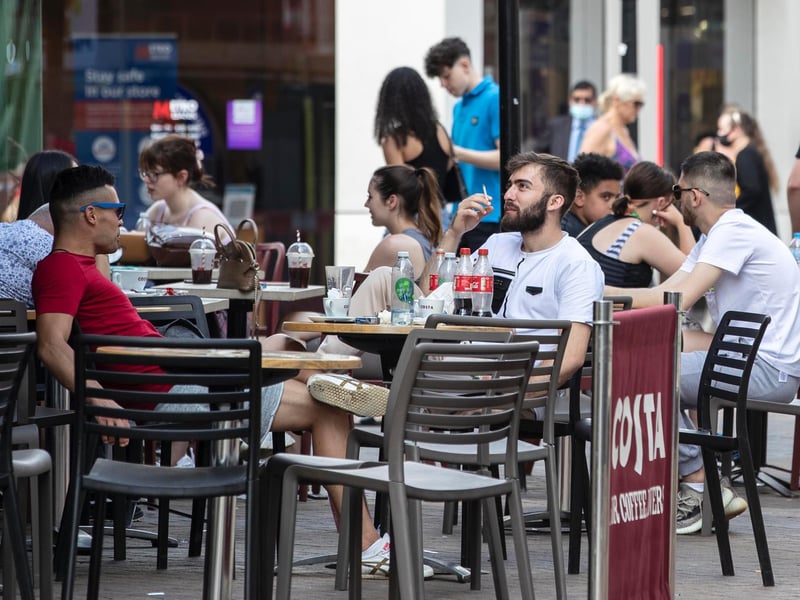 Town centre coffee shops were doing a roaring trade as customers sipped a frappucinio