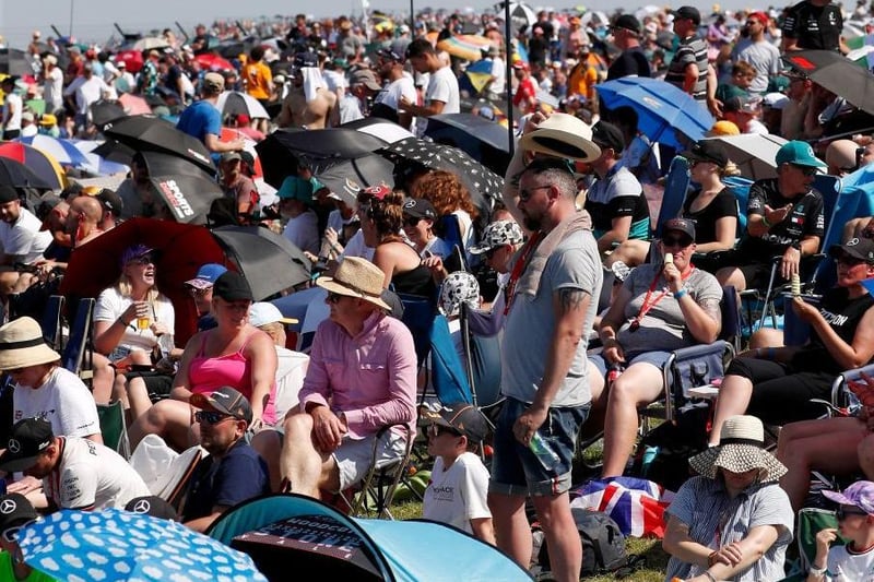 Plenty of umbrellas on display among the Silverstone crowd — but only to stave off the sun