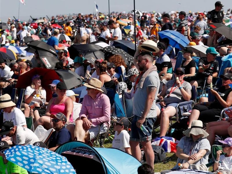 Plenty of umbrellas on display among the Silverstone crowd — but only to stave off the sun