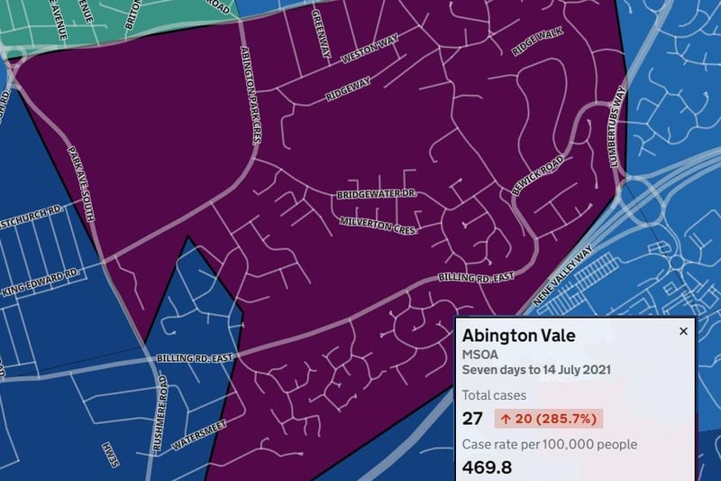 Abington Vale saw cases rise by 285 per cent